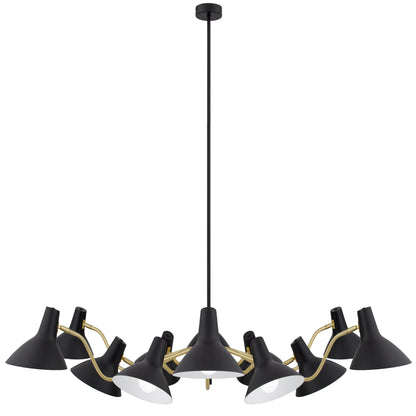 TFS 12 LIGHTS PENDANT 12x25wE27max D:1500 H:285 BLACK/BRASS MATT ROD:1.5m