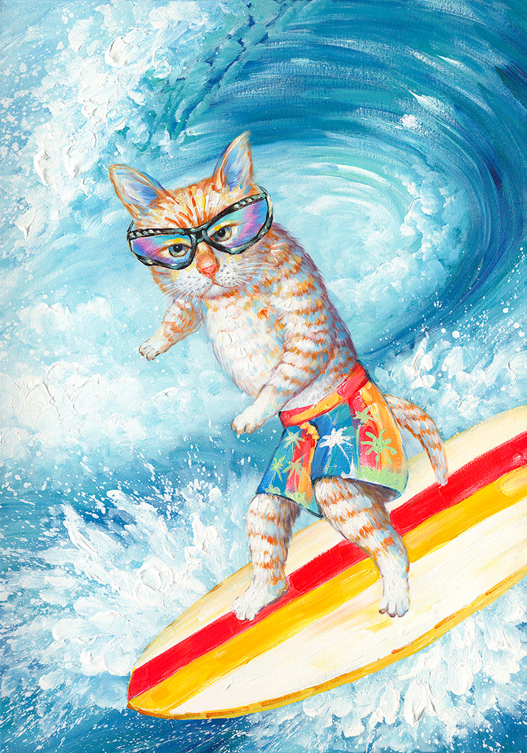 Surfing Cat Canvas Print