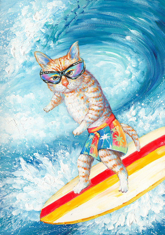 Surfing Cat Canvas Print