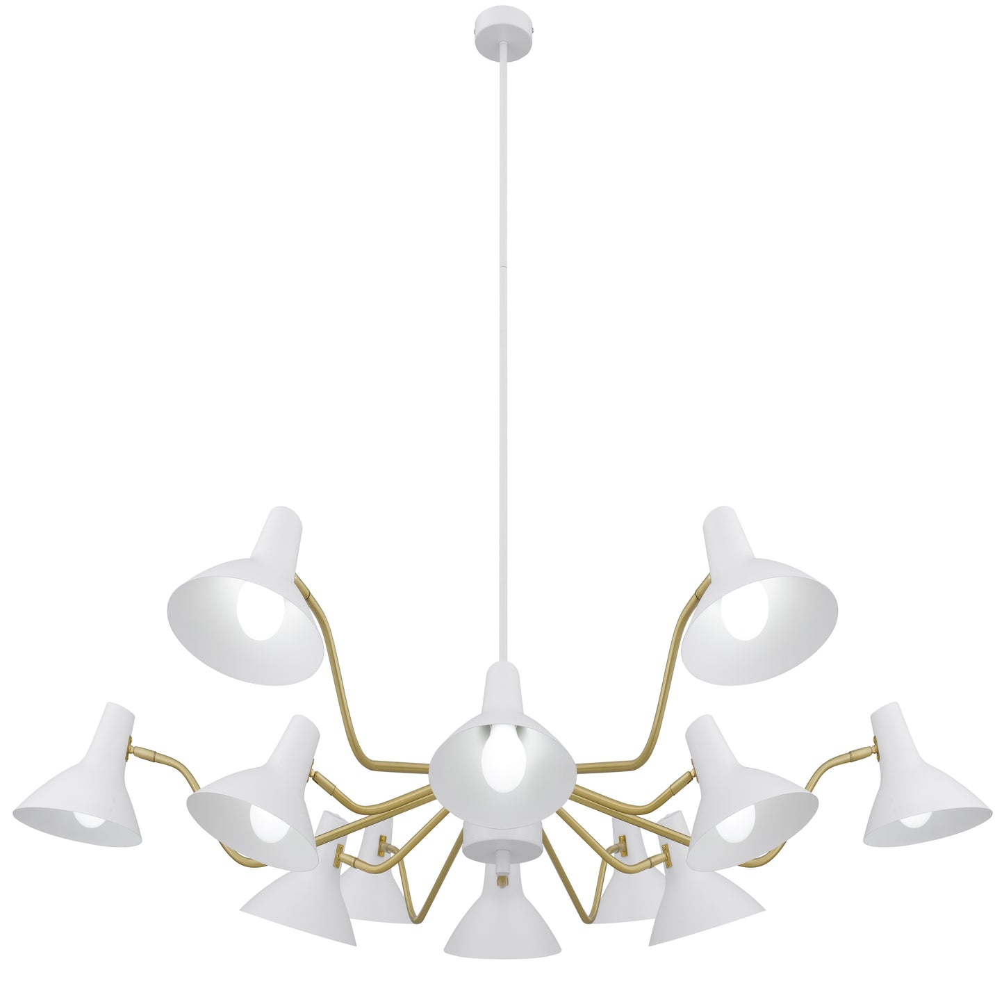 TFS 12 LIGHTS PENDANT 12x25wE27max D:1500 H:285 WHITE/BRASS MATT ROD:1.5m
