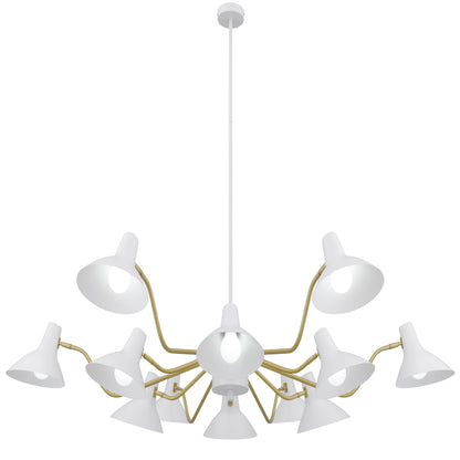 TFS 12 LIGHTS PENDANT 12x25wE27max D:1500 H:285 WHITE/BRASS MATT ROD:1.5m