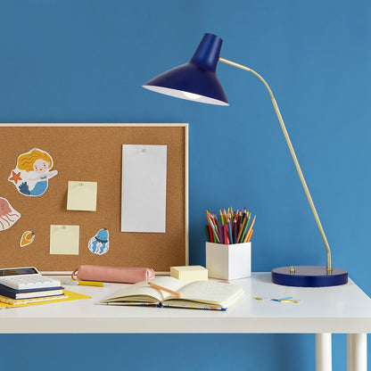 TFS TABLE LAMP 25wE27max H:645 D:180 BLUE/ BRASS MATT/BLUE ROCKET SWITCH