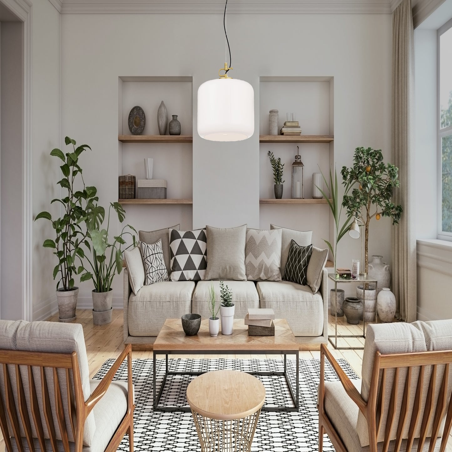 TFS LARGE PENDANT 25wE27max D:400 H:200 cab:2m BRASS MATT/OPAL