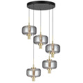 Almeria TFS 5LT PENDANT 5*8wLED 3000K DIM cab.3m 1450Lm D580 H275 GOLD/SMOKE