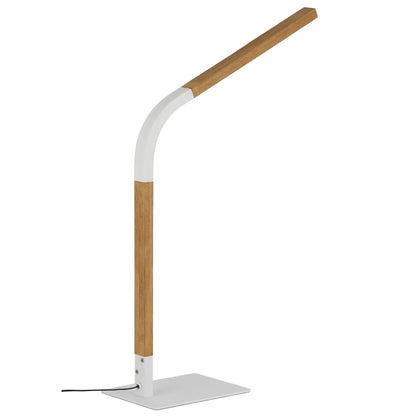 TFS TABLE LAMP 7wLED 400Lm L:380 W:130 H:630 INLINE SWTCH 3000K WHITE MATT/ASH TIMBER