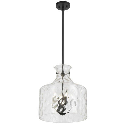Solline TFS 4LT PENDANT 4x25wE14max D:380 H:420 ROD 1.5m BLACK MATT/ CLEAR WATER STREAK