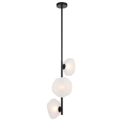 Black Menton pendant light with three frosted glass shades