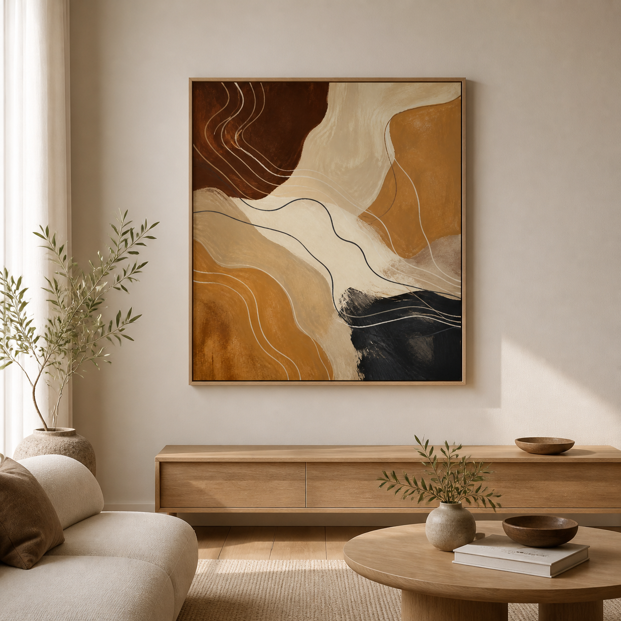 Earthline Study birch floating frame lifestyle view
