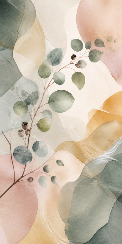 Eucalyptus Reverie artwork formatted for 60 by 120 centimetre canvas