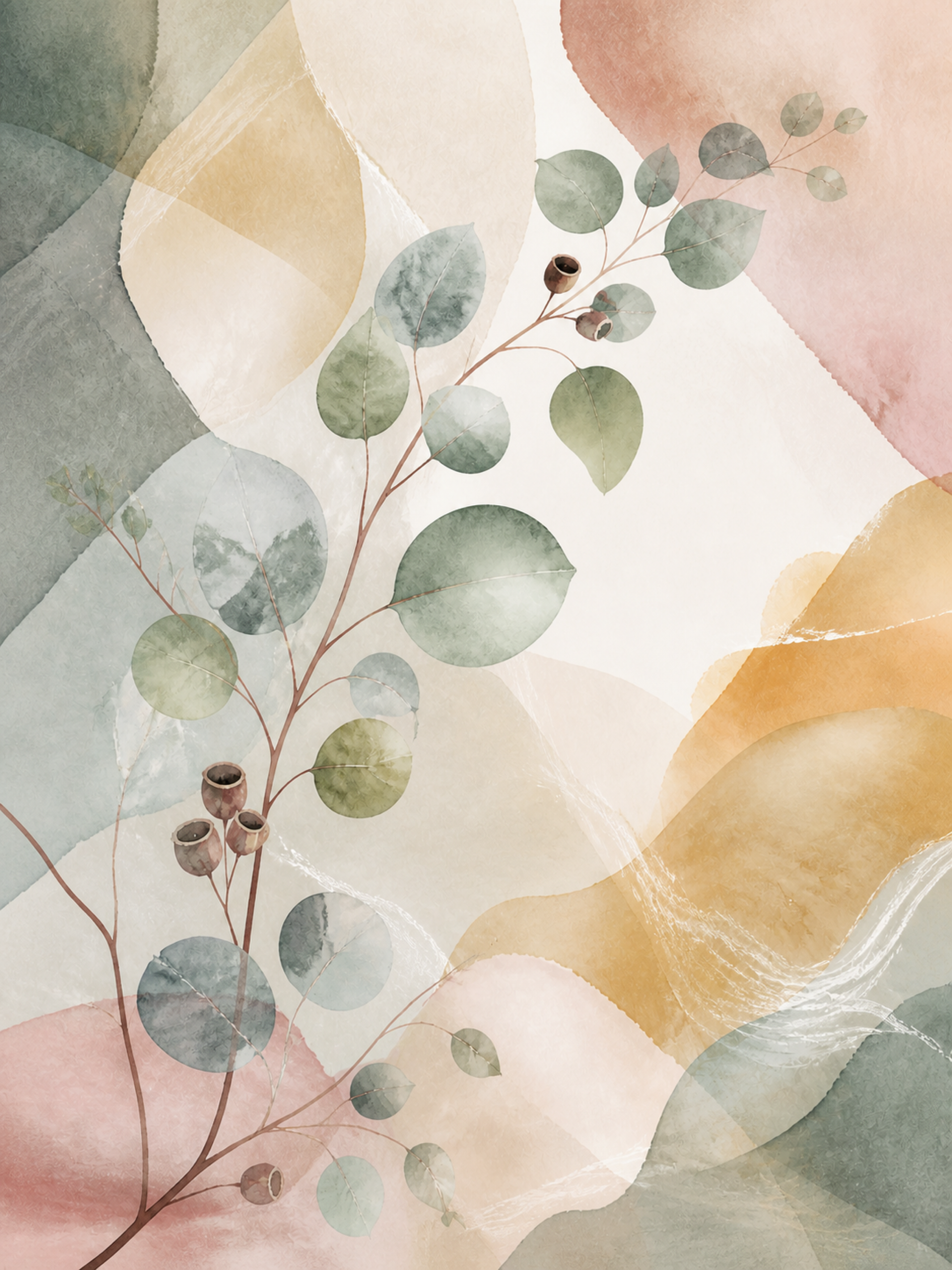 Eucalyptus Reverie artwork formatted for 60 by 80 centimetre canvas