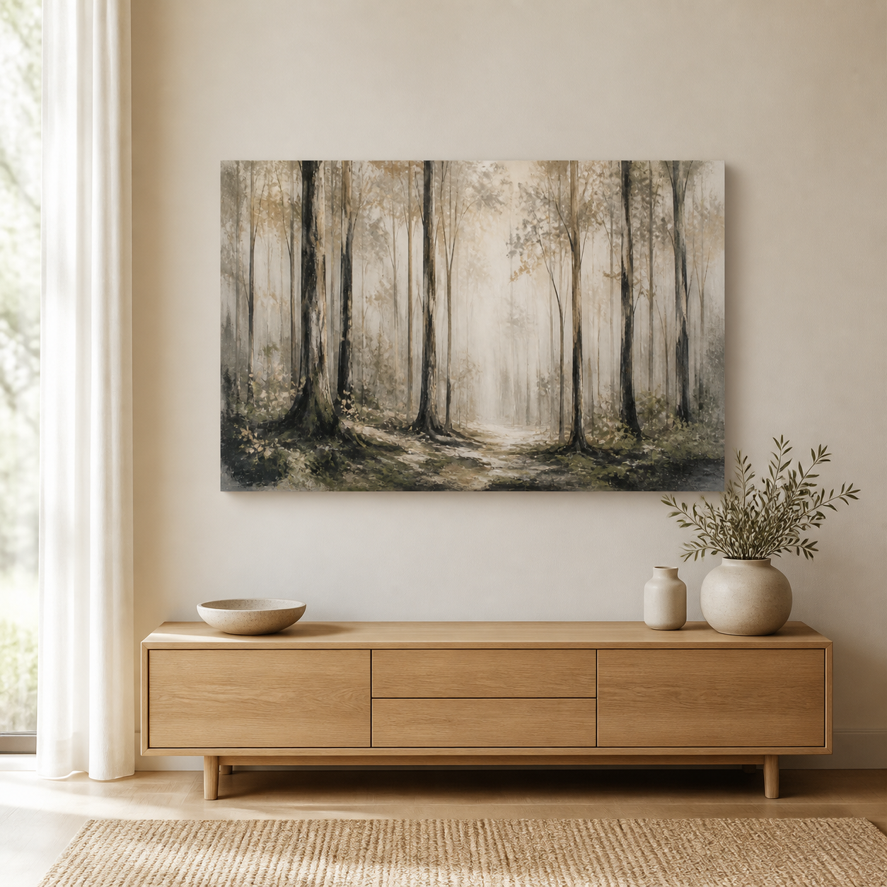 Forest Stillness landscape stretched canvas lifestyle view