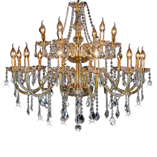 Chandelier Golden Clear 12 And 6 heads