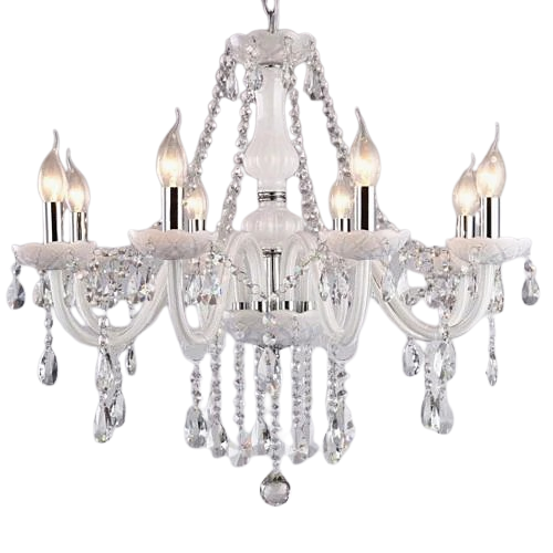 Chandelier White Silver 8 heads