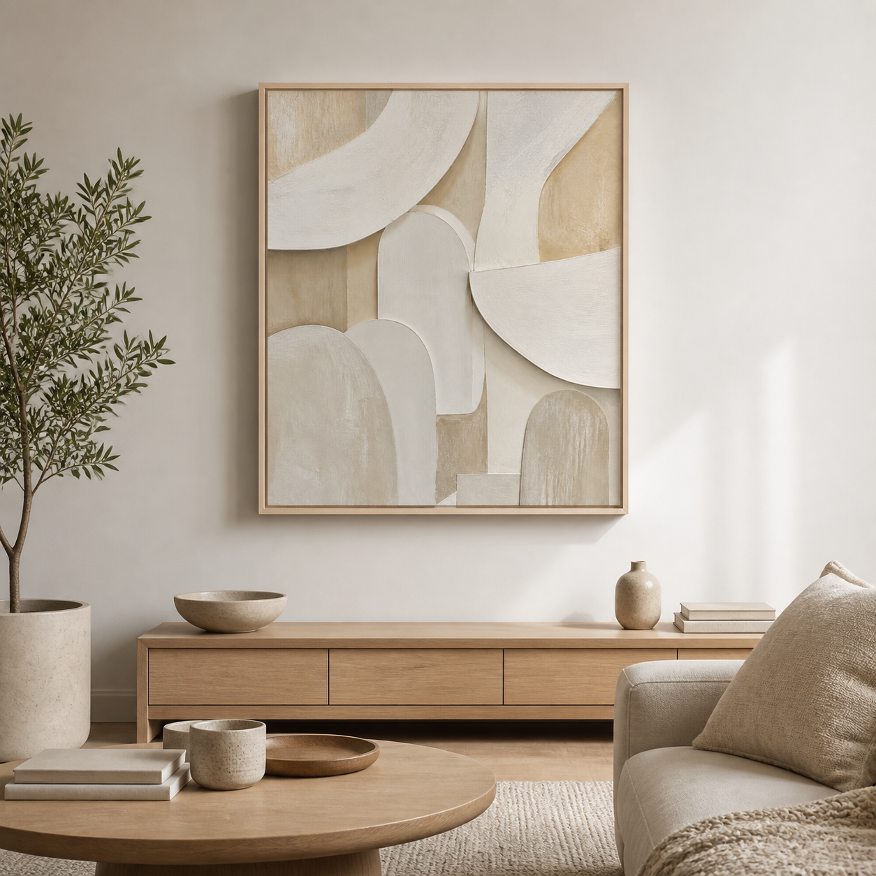 Ivory Assembly birch floating frame lifestyle view