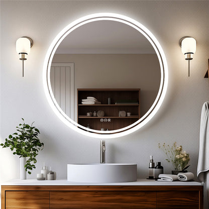 Large Round LED Bathroom Mirror Anti Fog Dimmable Vanity Mirror