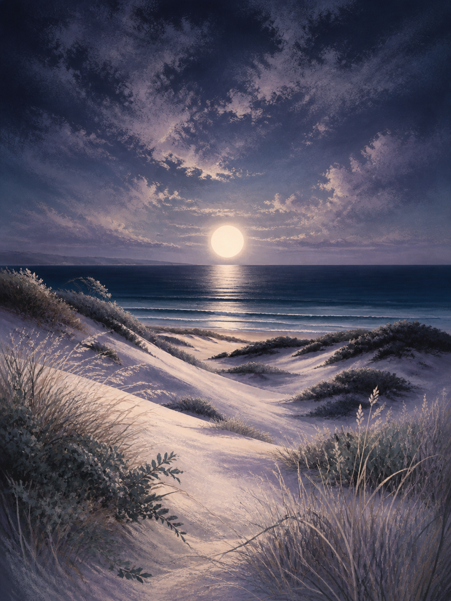 Moonlit Dunes artwork formatted for 60 by 80 centimetre canvas