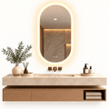 Oval LED Bathroom Mirror Wall Mounted Anti Fog Dimmable Touch