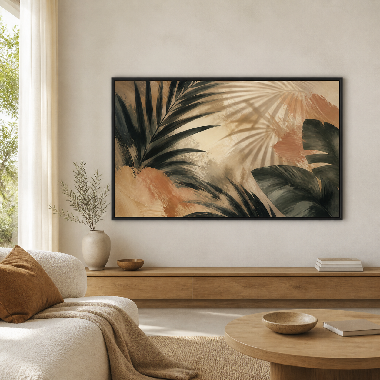 Palm Shadow black floating frame landscape lifestyle view