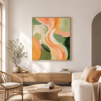 Peach Current birch floating frame lifestyle view