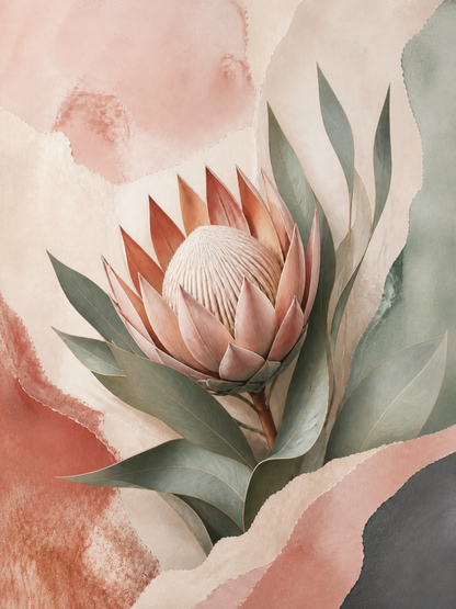 Protea Hush artwork formatted for 60 by 80 centimetre canvas