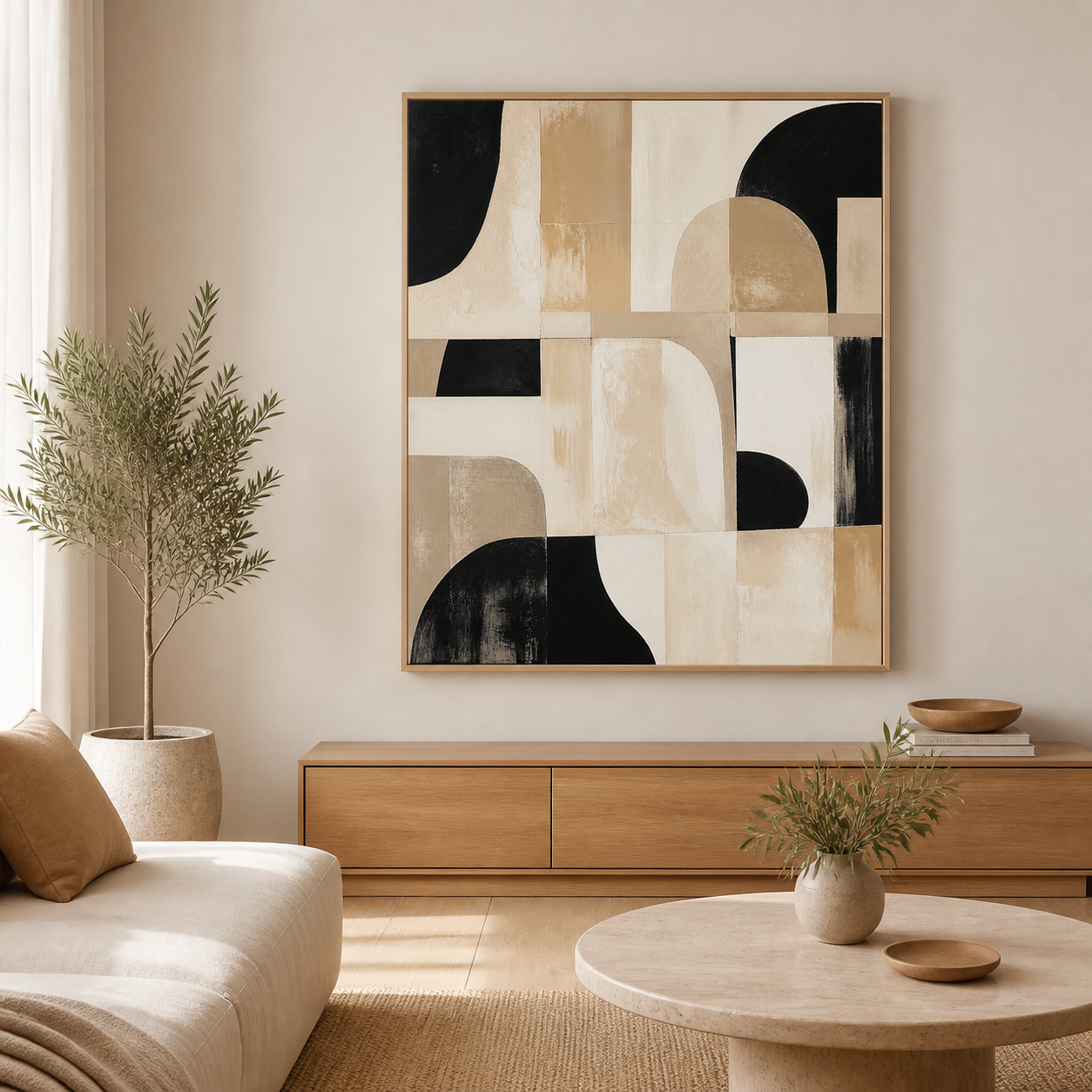 Quiet Facade birch floating frame lifestyle view