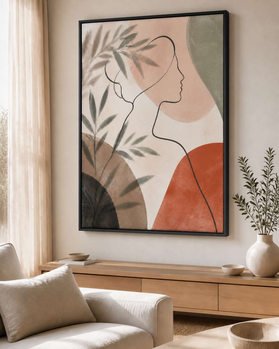 Quiet Muse canvas in a black floating frame
