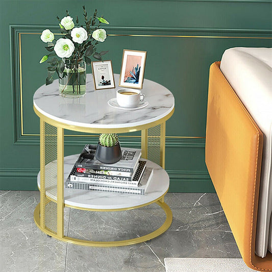 Buy Dual Tier Round Marble Side Table – Australia