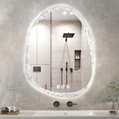 Silver LED Backlit Vanity Bathroom Mirror With Anti-Fog