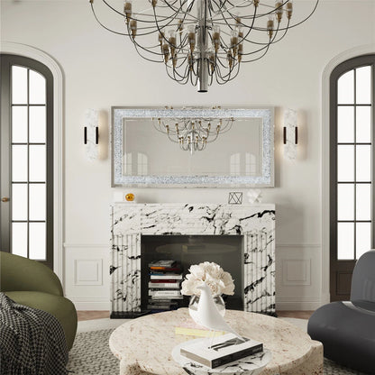 1.2m rectangular crushed crystal wall mirror, side angle