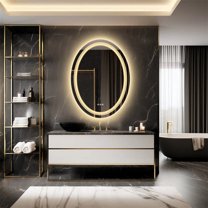 Dimmable Oval Led Mirror For Bathroom With Smart Switch