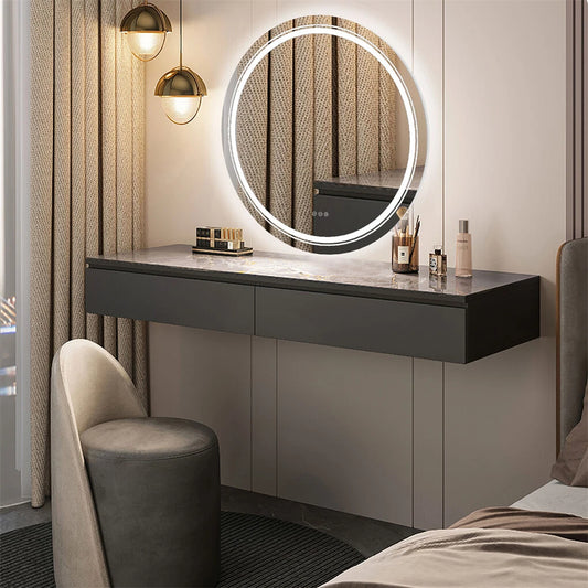 Round LED Bathroom Mirror with Dimmable Light and Anti-Fog Function