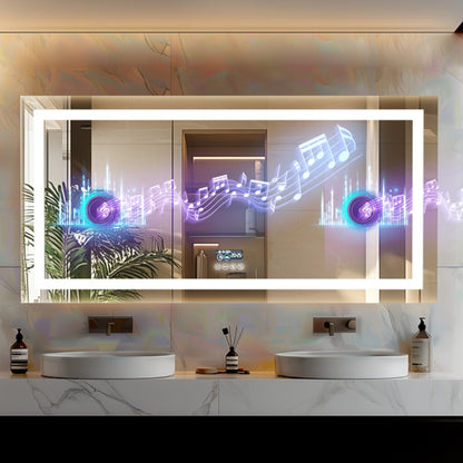 FIN Huge 1.8m Bluetooth LED Bathroom Mirror Dual Lights Dimming Music Vanity Mirror