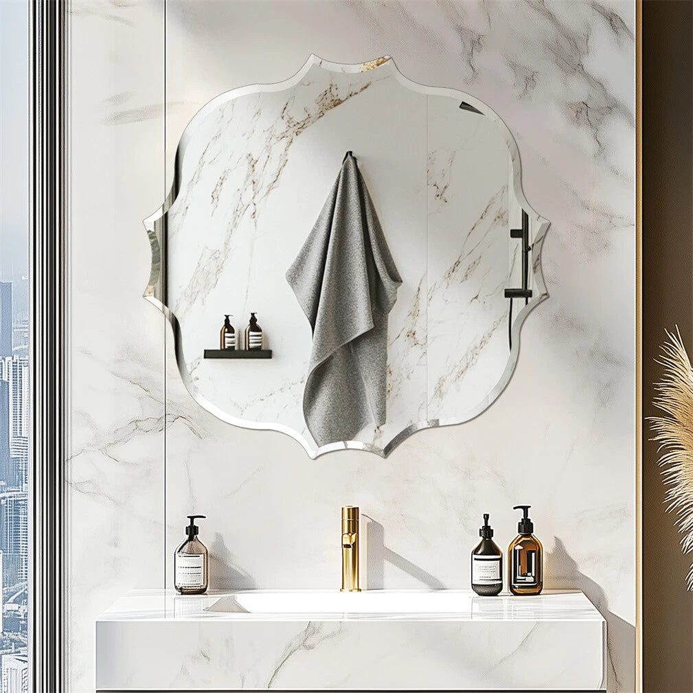 Simplity Beveled Irregular Wall Mirror - Frameless Glass Mirror 80x80cm
