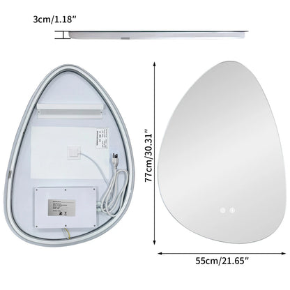 Irregular LED Bathroom Mirror Wall Mounted Dimmable Anti-Fog Makeup Mirror (500x700mm/550x770mm)
