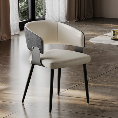 High-End Leather Upholstered Dining Chairs - Padded Leisure Chair with Backrest