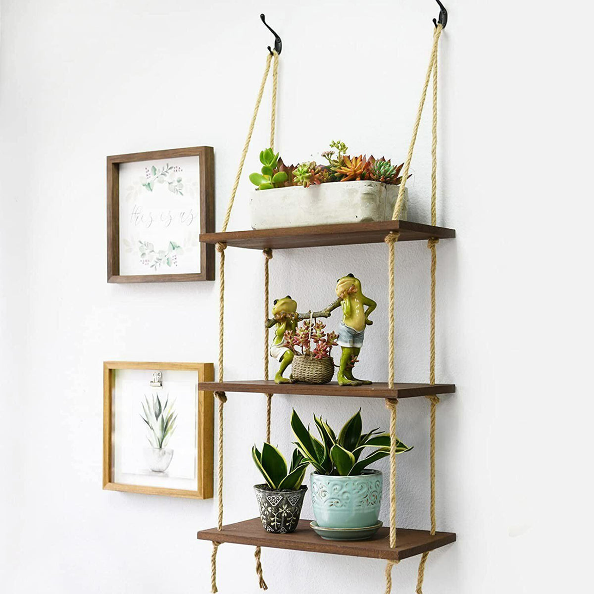 Jump Rope Shelf Buy Heavy-Duty Rope Wall Shelf – Wooden Swing Rack AU – Pretty & Practical