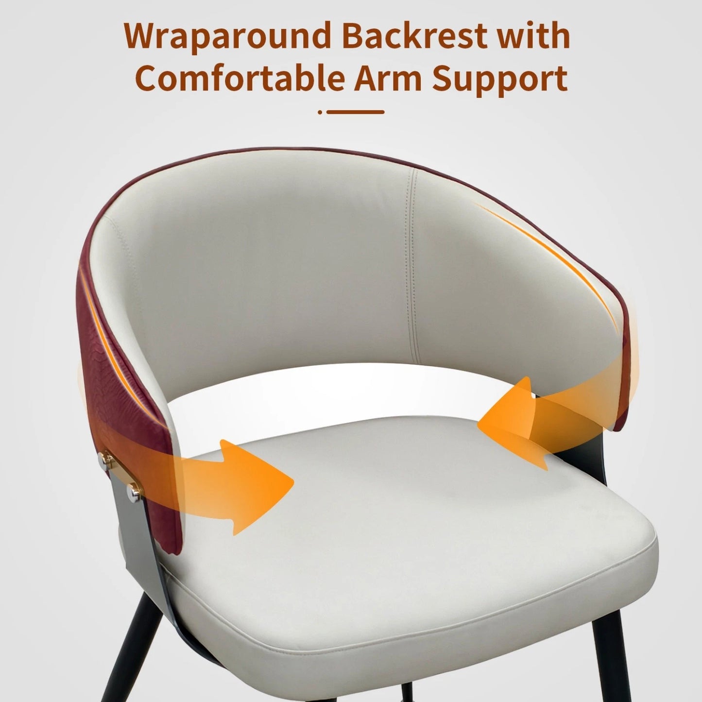 High-End Leather Upholstered Dining Chairs - Padded Leisure Chair with Backrest