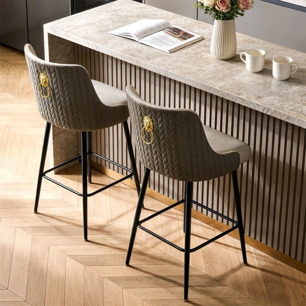 Swivel Counter Height Bar Stool Upholstered Pub Bar Bistro Cafe Chair Metal Legs