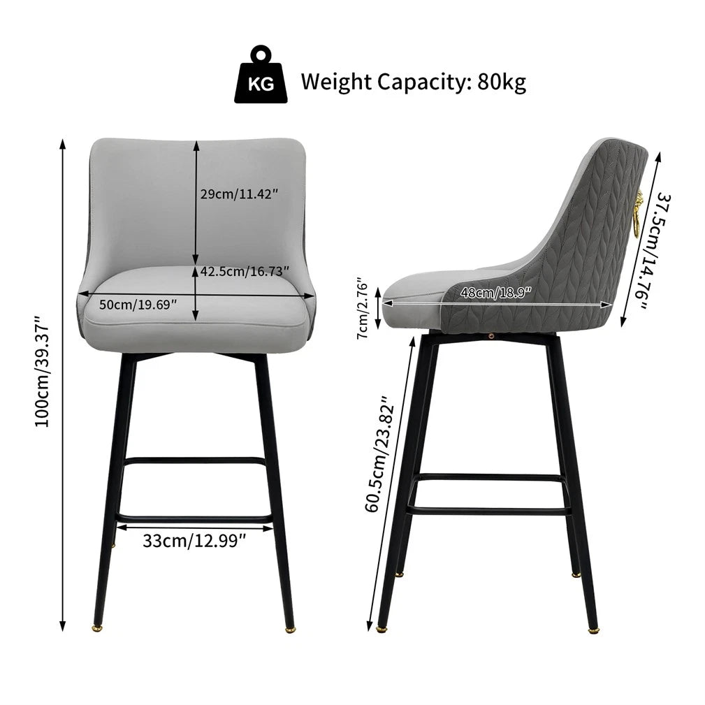 Swivel Counter Height Bar Stool Upholstered Pub Bar Bistro Cafe Chair Metal Legs