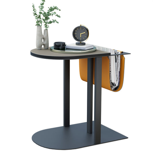 P&P Luxury Microfiber Saddle Leather Sofa Side Table Nightstand with Magazine Rack