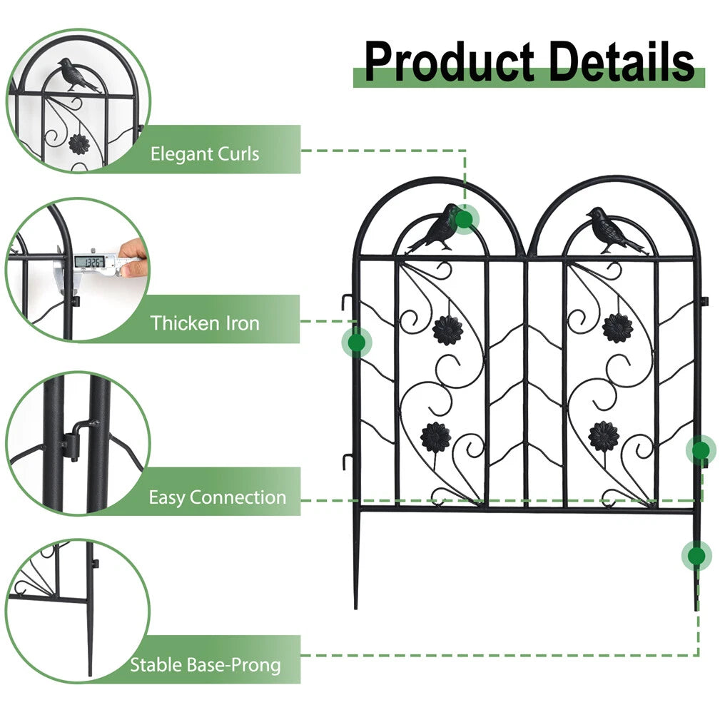 Classic Iron Garden Fence Five Piece Set for Outdoor Decoration(#516 White)