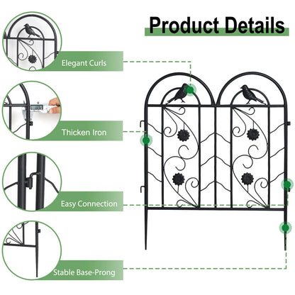 Classic Iron Garden Fence Five Piece Set for Outdoor Decoration(#516 White)
