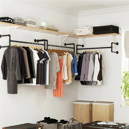Heavy Duty Garment and Coat Hanging Rail for Laundry or Bedroom