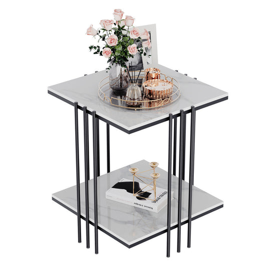 P&P Art Line Metal Frame Coffee Table Side End Table Solid Marble Top Bedside Table