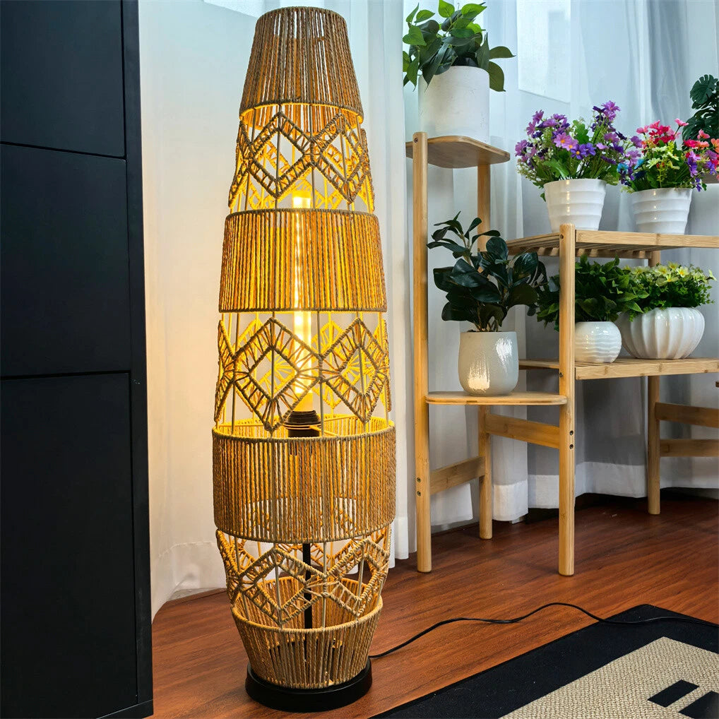 Natural Rattan Handcrafted LED Floor Lamp 93.5cm