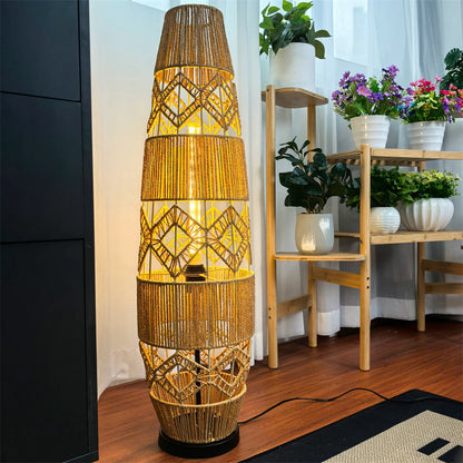 Natural Rattan Handcrafted LED Floor Lamp 93.5cm