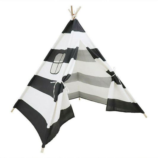 P&P Kids Teepee Tent Black and White Stripe Children Play House for Indoor & Garden