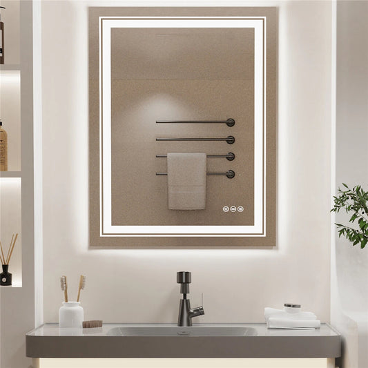 LED Bathroom Mirror with Anti-Fog and Dimmable Light in Multiple Sizes