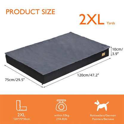 P&P Deep Gray Orthopedic Dog Bed With Foam Cushion And Washable Waterproof Cover