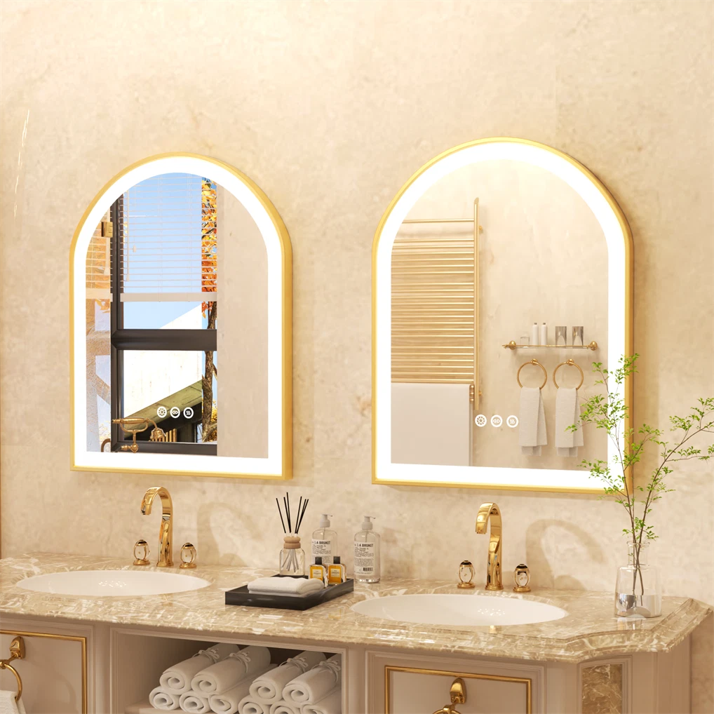 Oval LED Bathroom Mirror with Lights Luxury Gold Frame Anti-Fog Dimmable Wall Mirror, 3 Color Modes & Memory Function